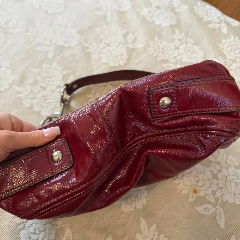 Coach Poppy Patent Leather Shoulder Bag Red